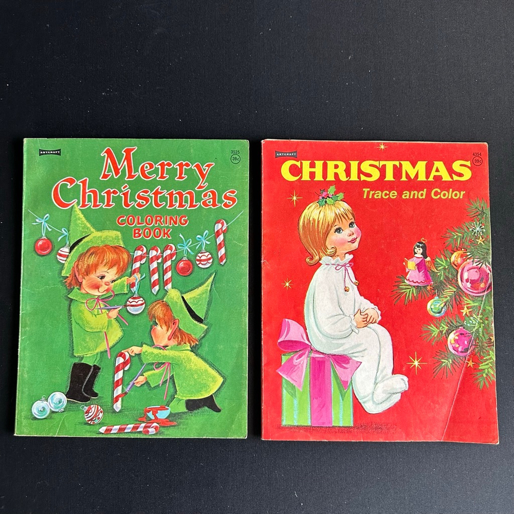 Artcraft Christmas Trace and Color Coloring Books Vintage 1950’s